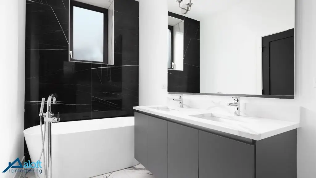 dark marble bathroom